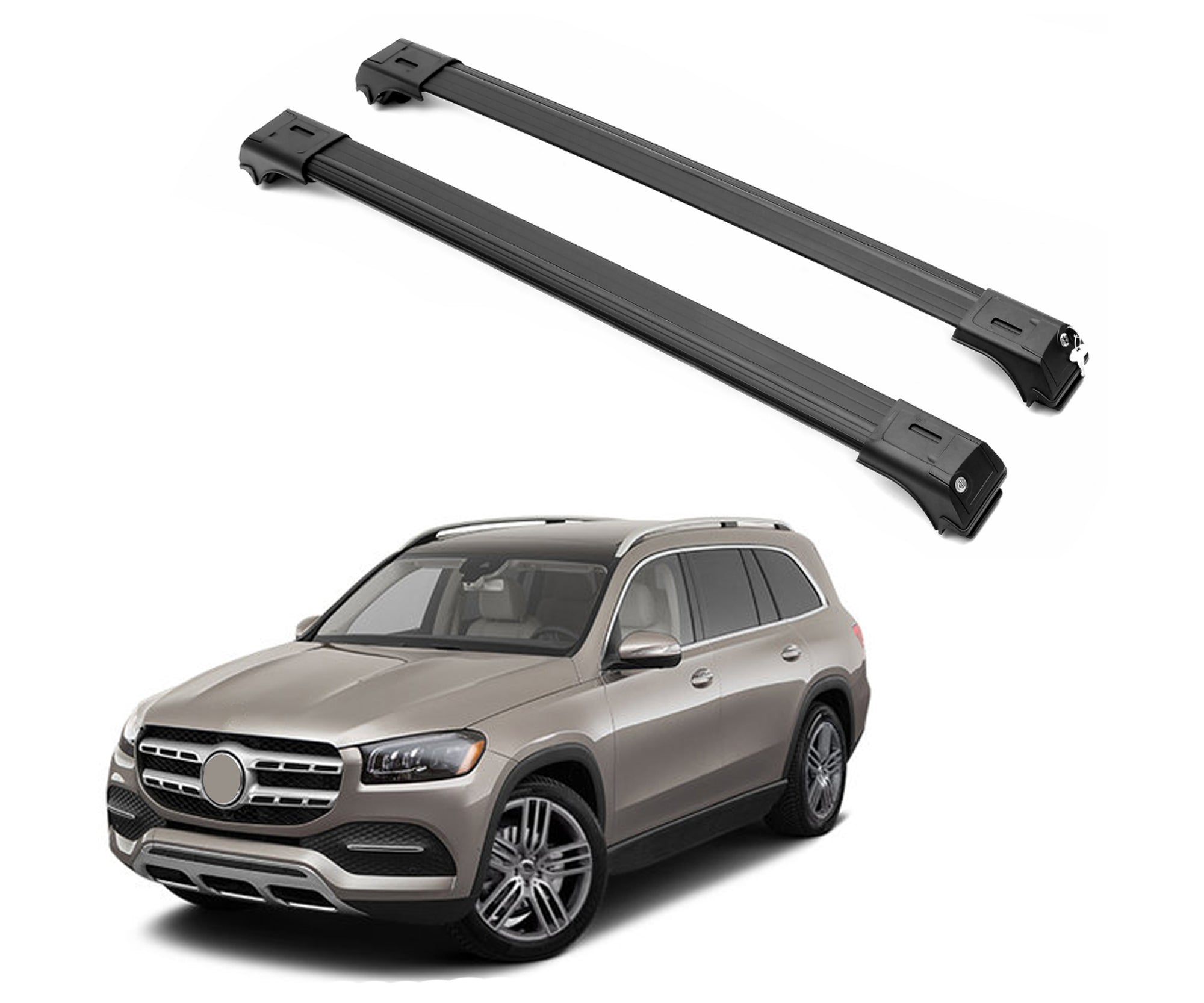 Roof Rack Crossbars Fit Mercedes GLS 450 2017-2019 Fits Raised Rails Black
