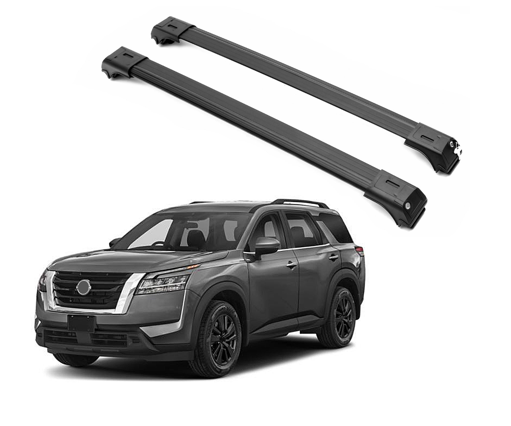 ERKUL Roof Rack Cross Bar Fit Nissan Pathfinder 2022-2026 Fits Raised Rails Black