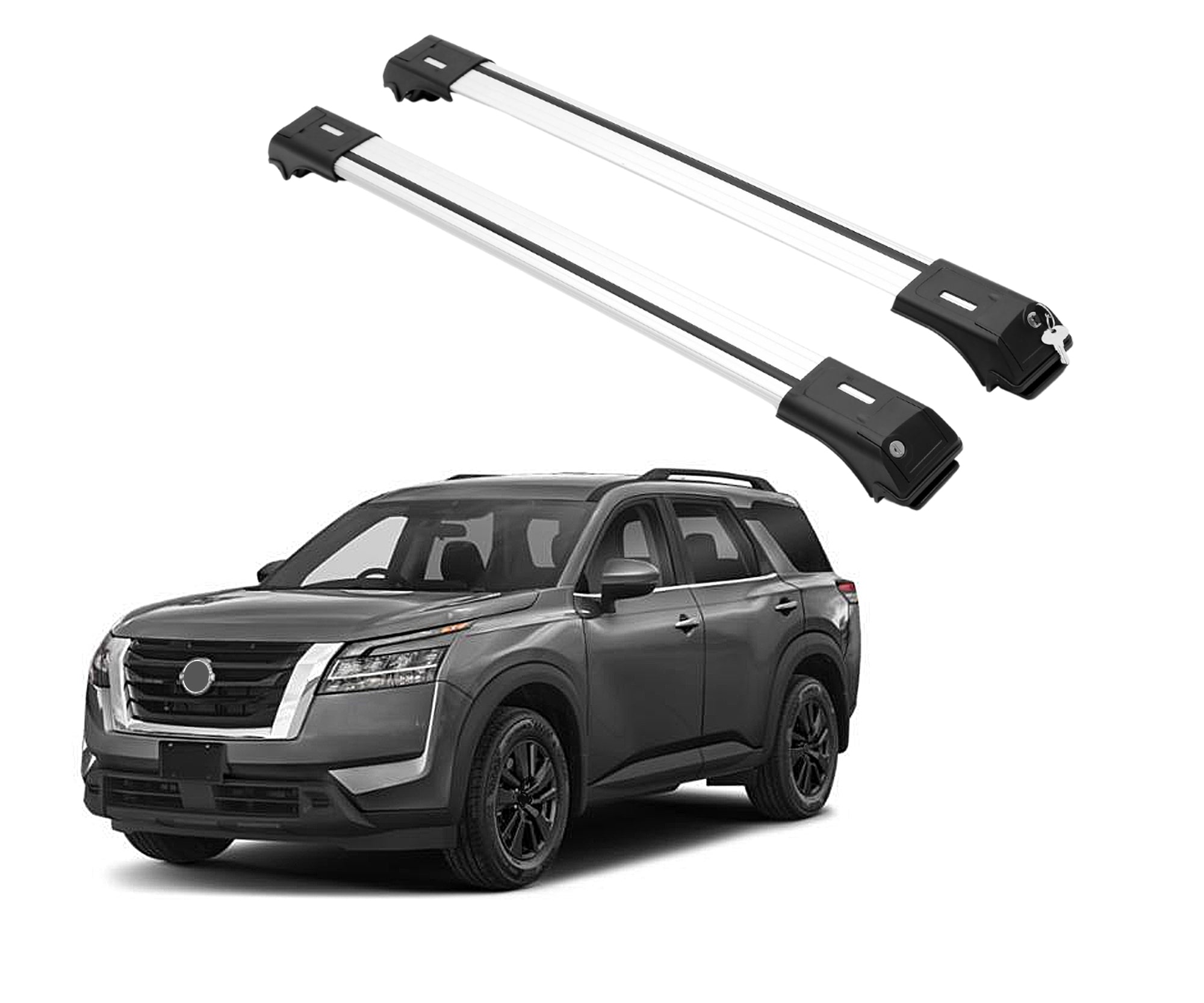 ERKUL Roof Rack Cross Bar Fit Nissan Pathfinder 2022-2026 Fits Raised Rails Silver