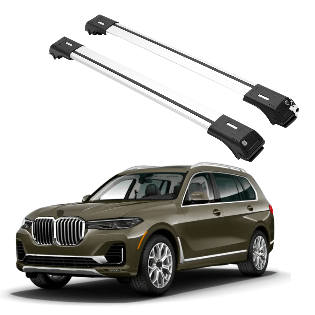 ERKUL Roof Rack Cross Bars Fits BMW X7 2019-2026 Fits Raised Rails Silver