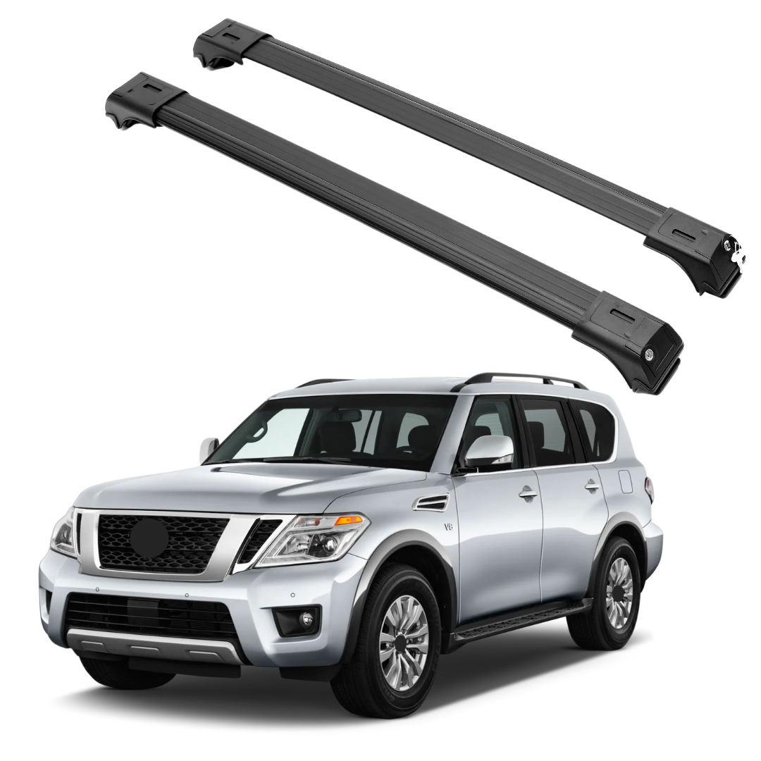 ERKUL Roof Rack Cross Bars Fits Nissan Armada 2017-2024 Fits Raised Rails Black