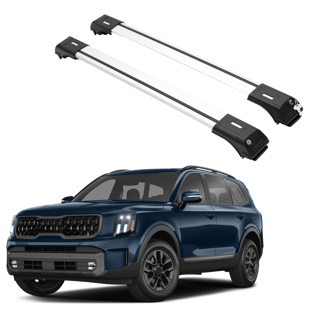 ERKUL Roof Rack Cross Bars Fit Kia Telluride 2020-2025 Fits Raised Rails Silver