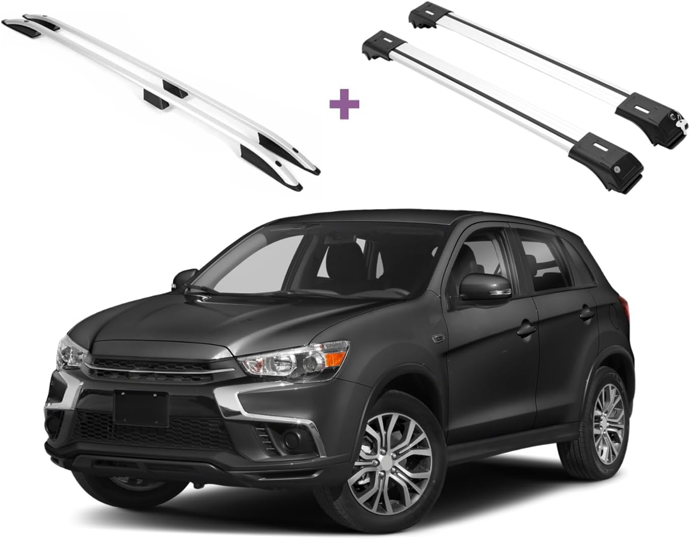 Erkul Set of Roof Side Rails Rack & Cross Bar for Outlander Sport 2011-2026 Silver