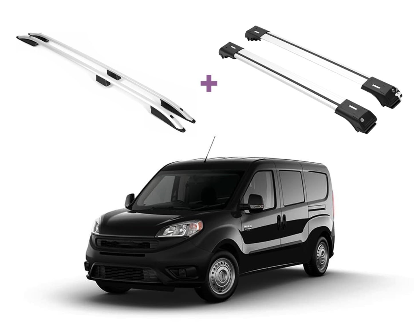 ERKUL Set of Roof Side Rails Rack & Crossbar for Ram Promaster City 15-22 Silver