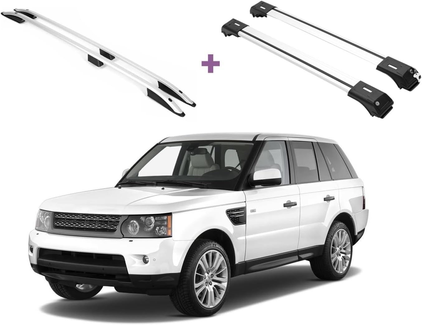 RKUL Set of Roof Side Rails Rack & Cross Bar for Range Rover Sport 05-13 Silver