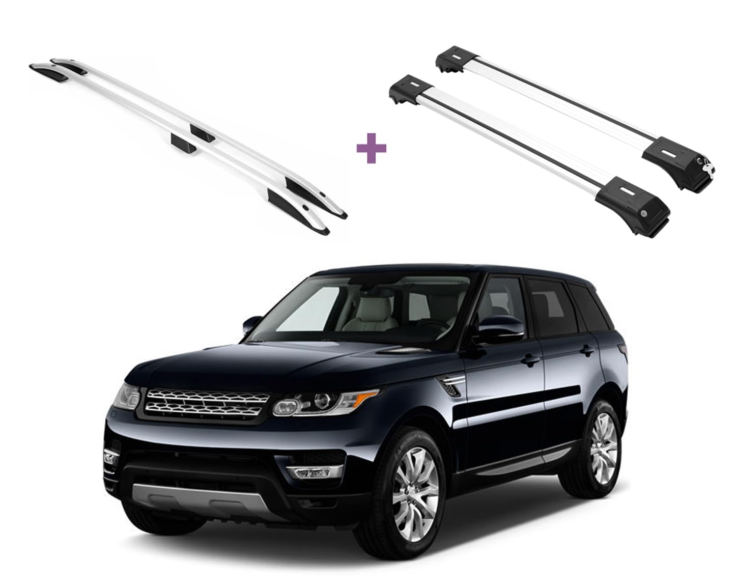 ERKUL Set of Roof Side Rails Rack&Cross Bars for Range Rover Sport 14-22 Silver