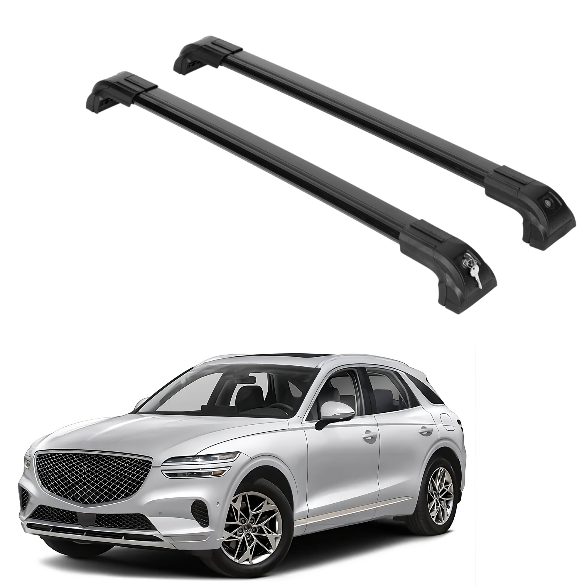 Heavy Duty Roof Rack Crossbars Fits Genesis GV70 2022-2026 for Flush Rails Black