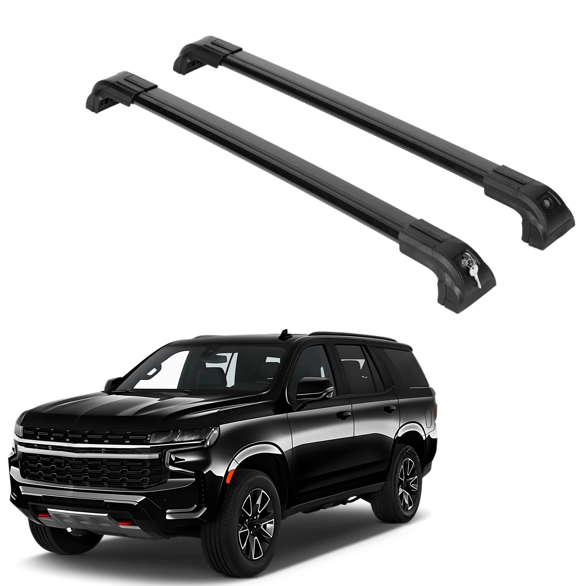 Heavy Duty Roof Rack Crossbar Fit Chevrolet Tahoe 2021-2026 for Flush Rails Black
