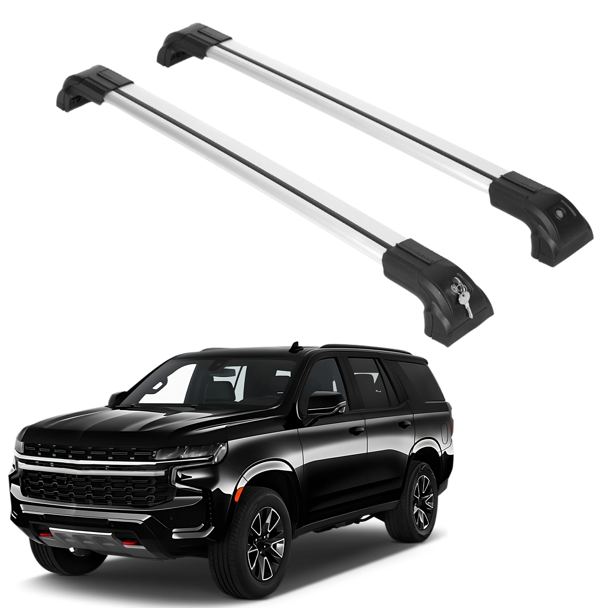 Heavy Duty 220 lbs Roof Rack Crossbar Fit Chevrolet Tahoe 2021-25 With Metal Mounts Silver