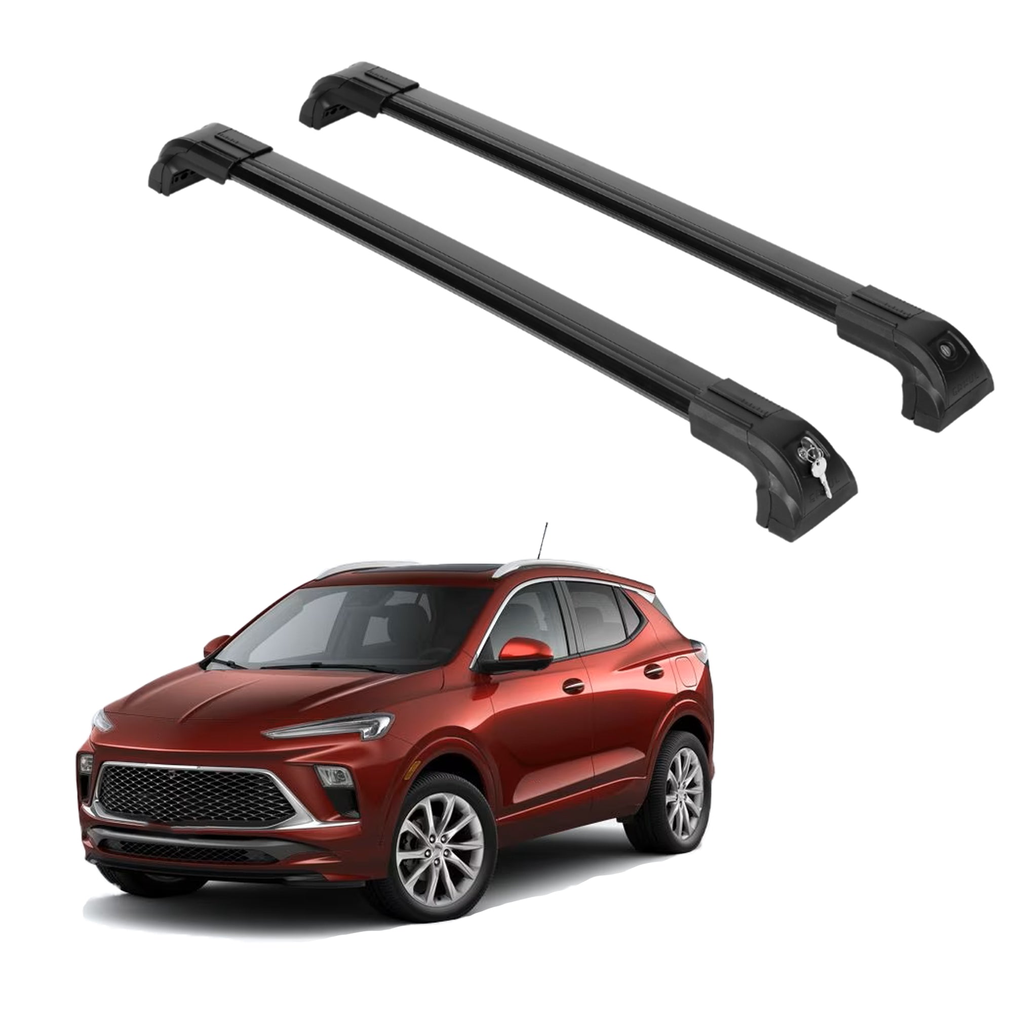 Heavy Duty 220 lbs Roofrack Crossbars Fit Buick Encore GX 2020-2024 Metal Mounts Black