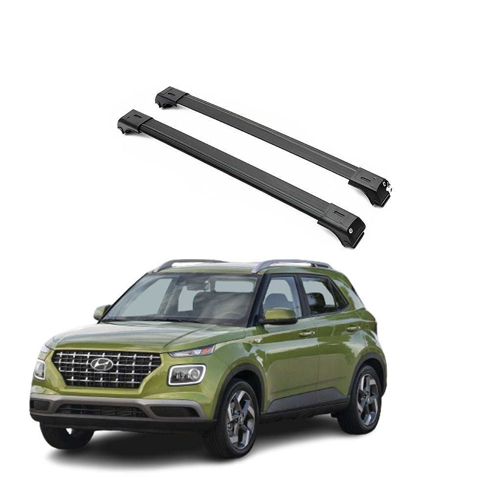 ERKUL Roof Rack Cross Bars Fits Hyundai Venue 2020-2026 Fits Raised Rails Black