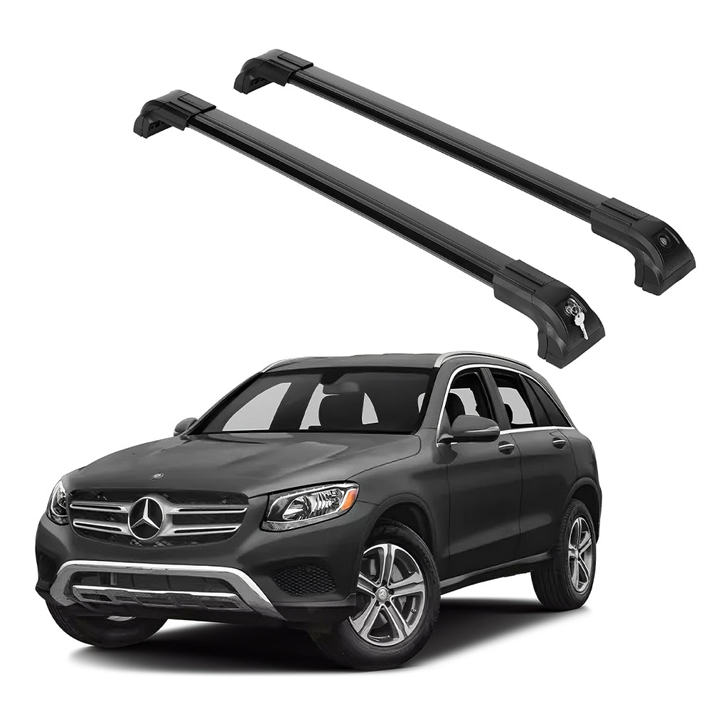 Heavy Duty 220 lbs Roof Rack Cross Bars Fits Mercedes GLC 300 2016-22 Black