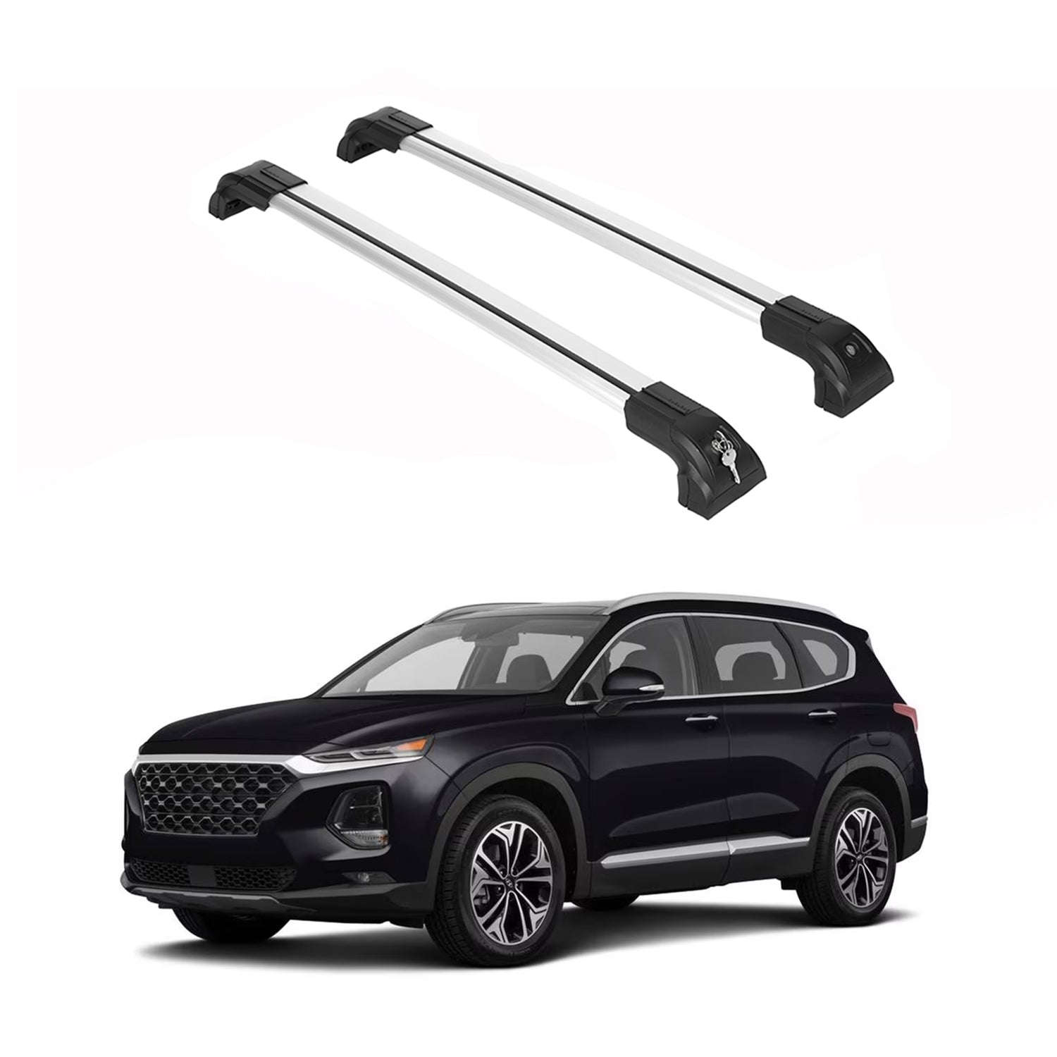 Heavy Duty Roof Rack Cross Bars Fits Hyundai Santa Fe 2018-23 Silver