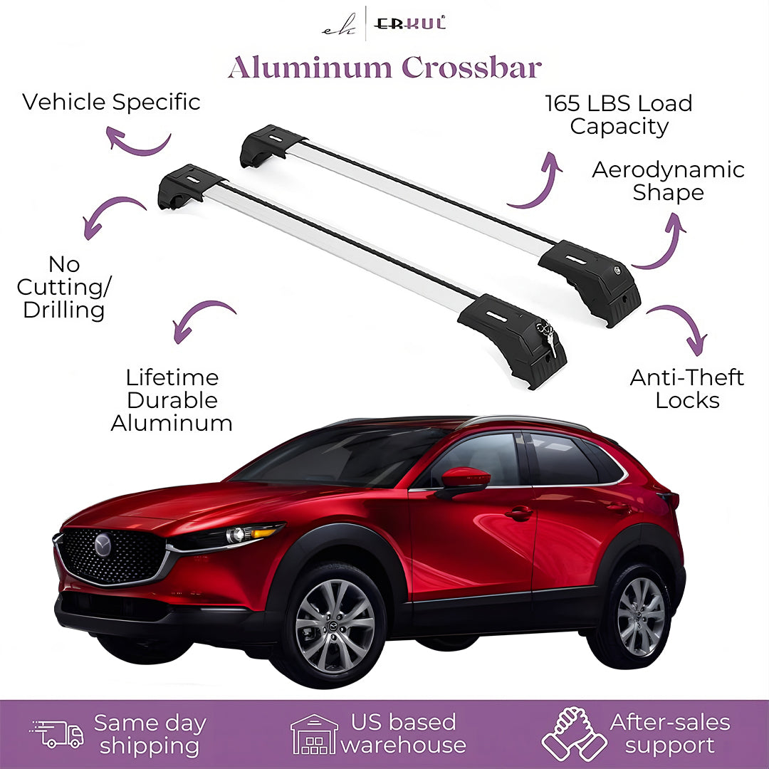 Fits Mazda CX-30 2020-2026 with Factory Rails 2PCS Roof Rack Cross Bars 165 LBS