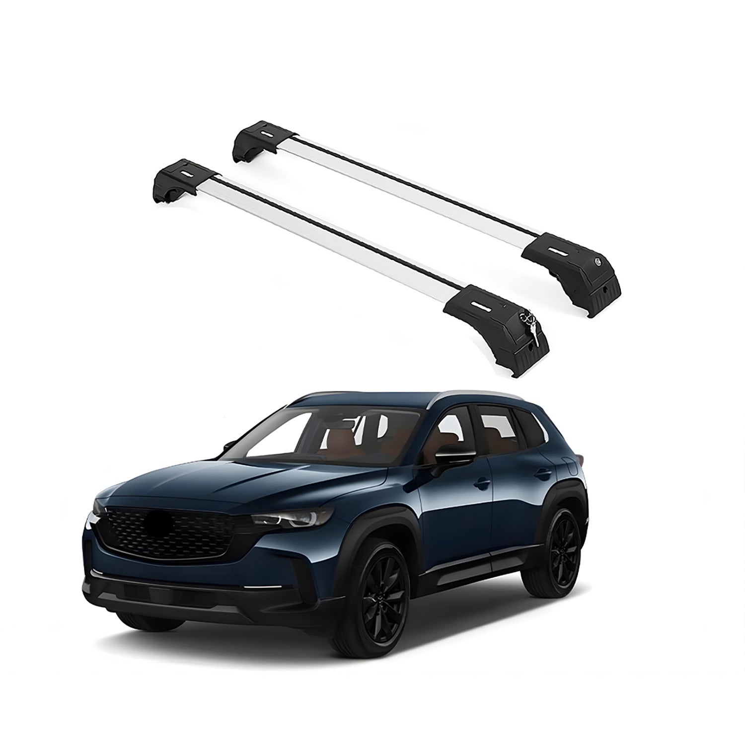 ERKUL Roof Rack Cross Bars Fits Mazda CX-50 2023-2026 Aluminum Lockable Silver