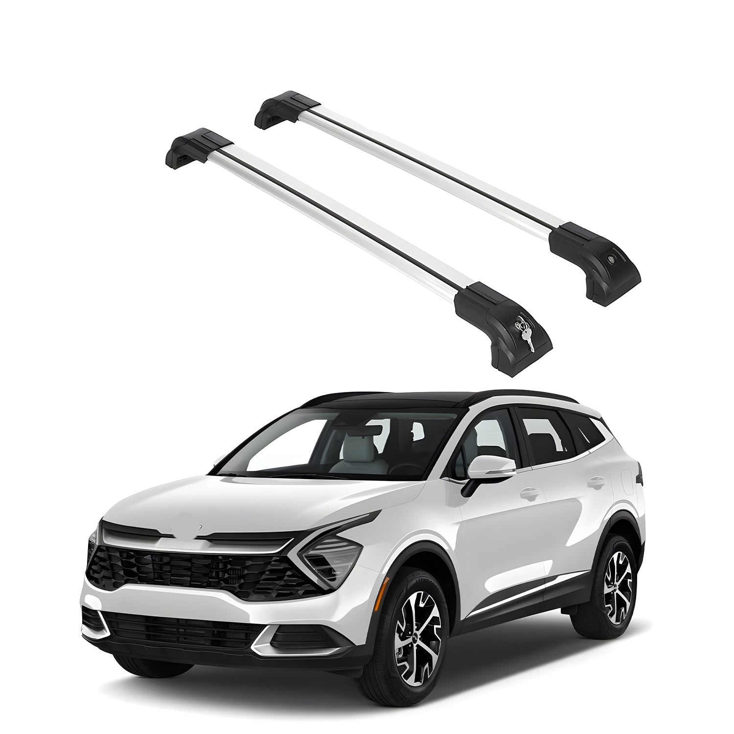 220lb Roof Rack Cross Bars for 2023-2026 Kia Sportage SX- Hybrid EX - Silver