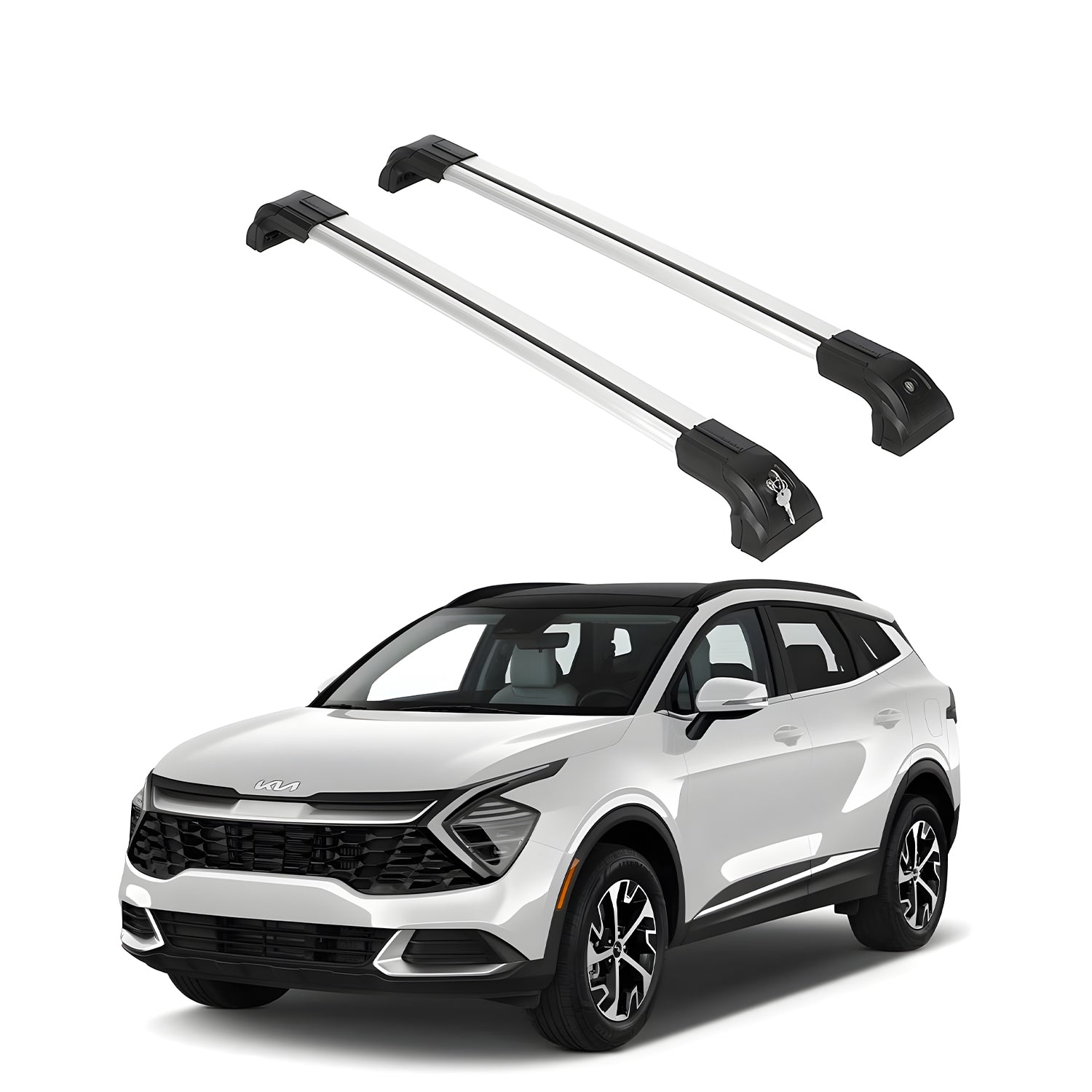 Heavy Duty 220 lbs Roof Rack Crossbars Fit Kia Sportage 2023-2025 With Metal Mounts Silver