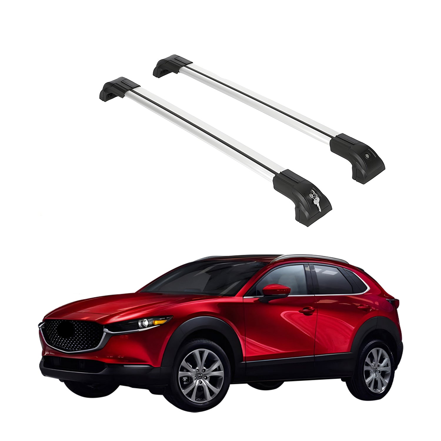 Heavy Duty 220lb Roof Rack Cross Bars for Mazda CX-30 2020-2026 - Silver