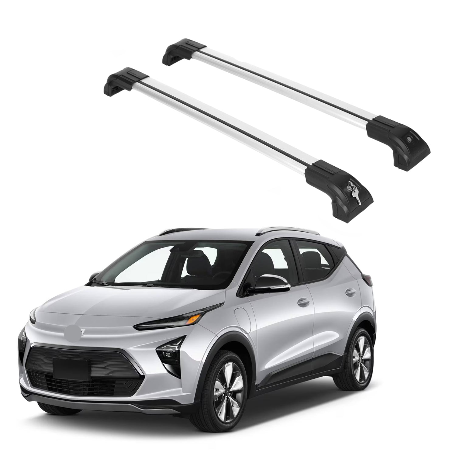 Heavy Duty Roofrack Crossbar Fit Chevy Bolt EUV 2022-2023 for Flush Rails Silver