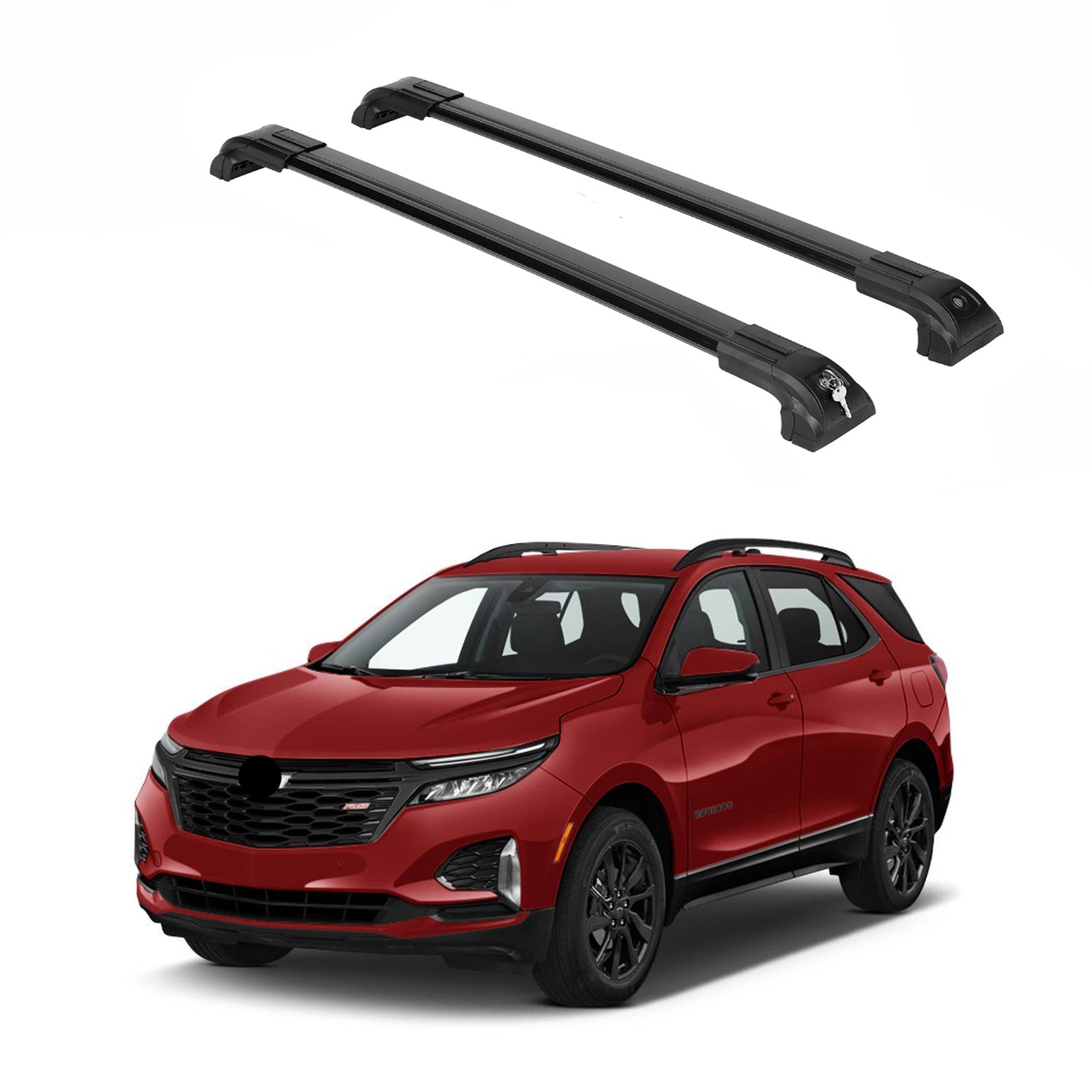 Heavy Duty Roof Rack Crossbars Fit Chevy Equinox 2018-2024 for Raised Rails Black