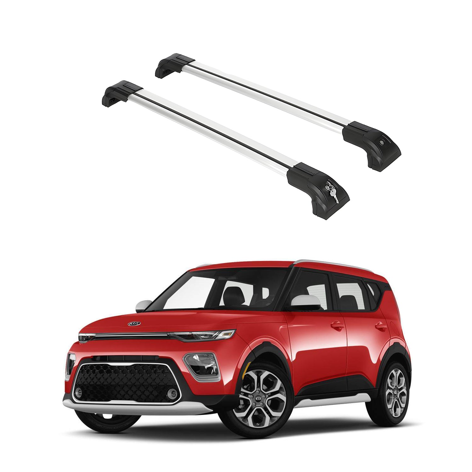 Heavy Duty Roof Rack Crossbars Fits Kia Soul 2014-2019 for Flush Rails Silver