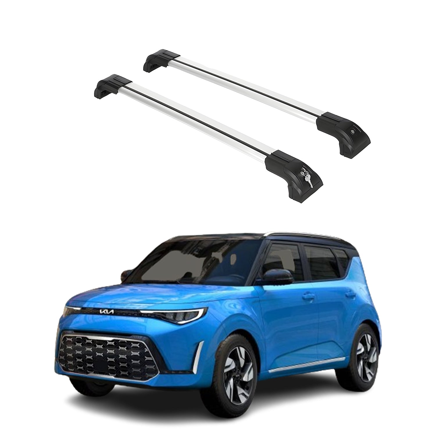 Heavy Duty 220 lbs Roof Rack Crossbars Fits Kia Soul 2020-2025 With Metal Mounts Silver