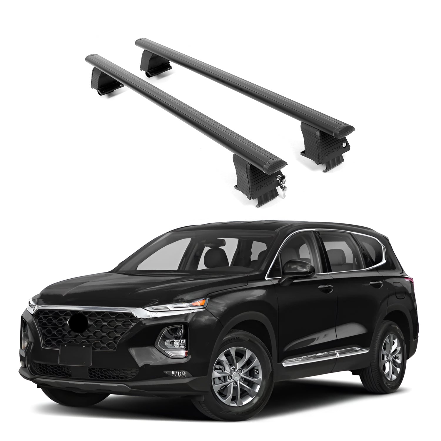 ERKUL Roof Rack Crossbars Fit Santa Fe Sport 2018-2023 Naked Roof Aluminum Black