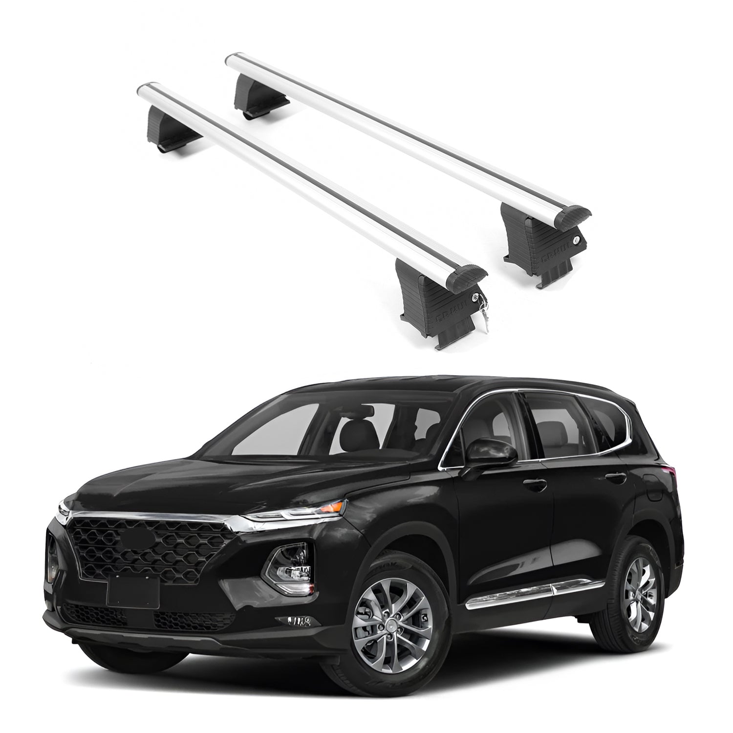 ERKUL Roof Rack Crossbar Fit Santa Fe Sport 2018-2023 Naked Roof Aluminum Silver