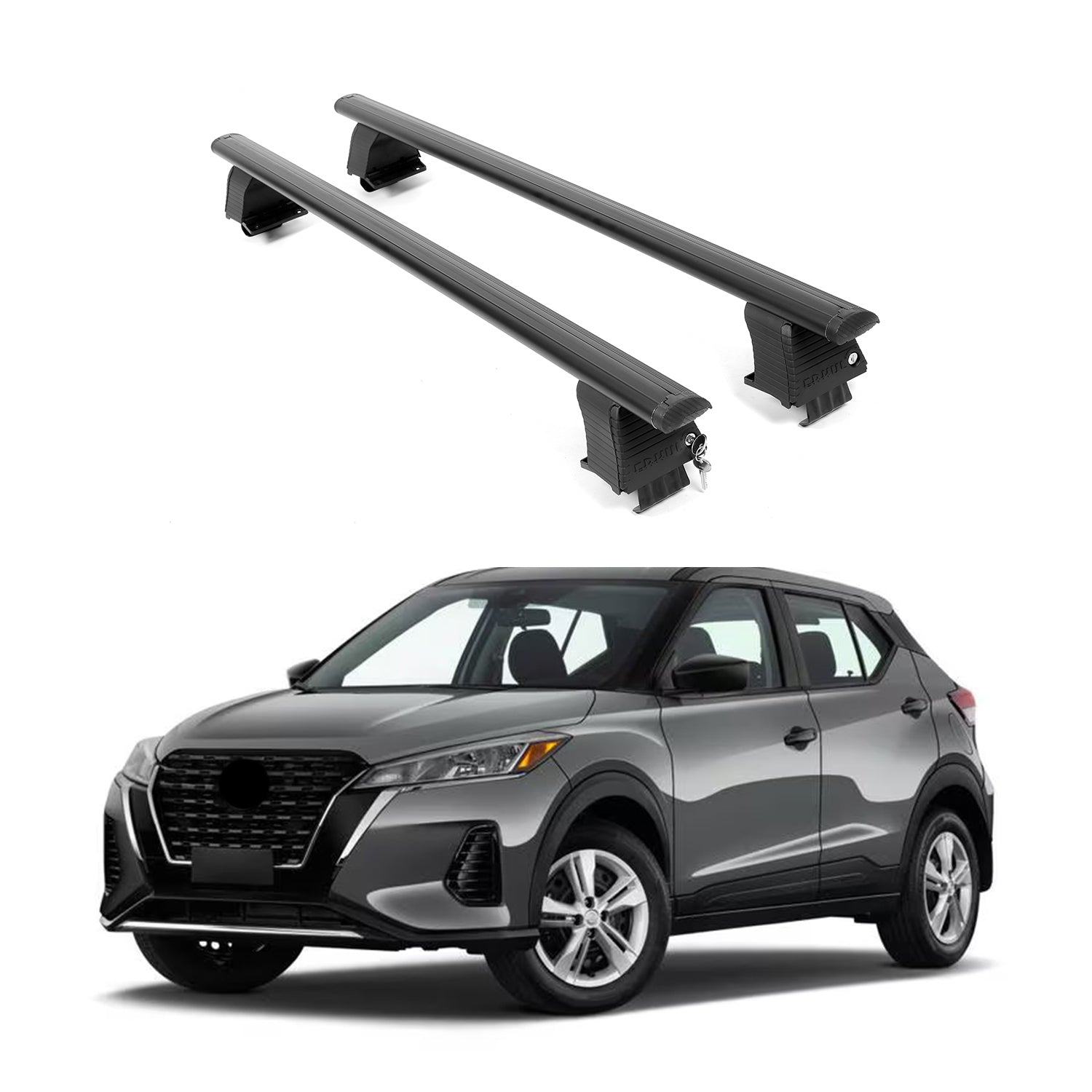 ERKUL Roof Rack Crossbars Fits Nissan Kicks 2018-2024 Naked Roof Aluminum Black