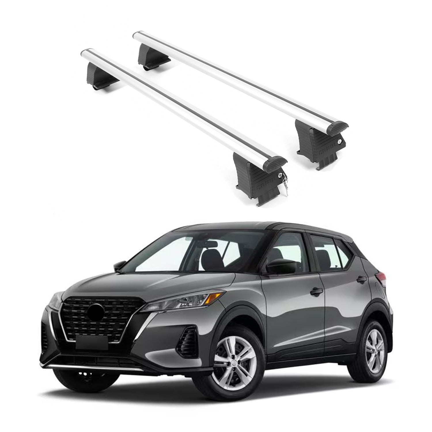 ERKUL Roof Rack Crossbars Fit Nissan Kicks 2018-2024 Naked Roof Aluminum Silver