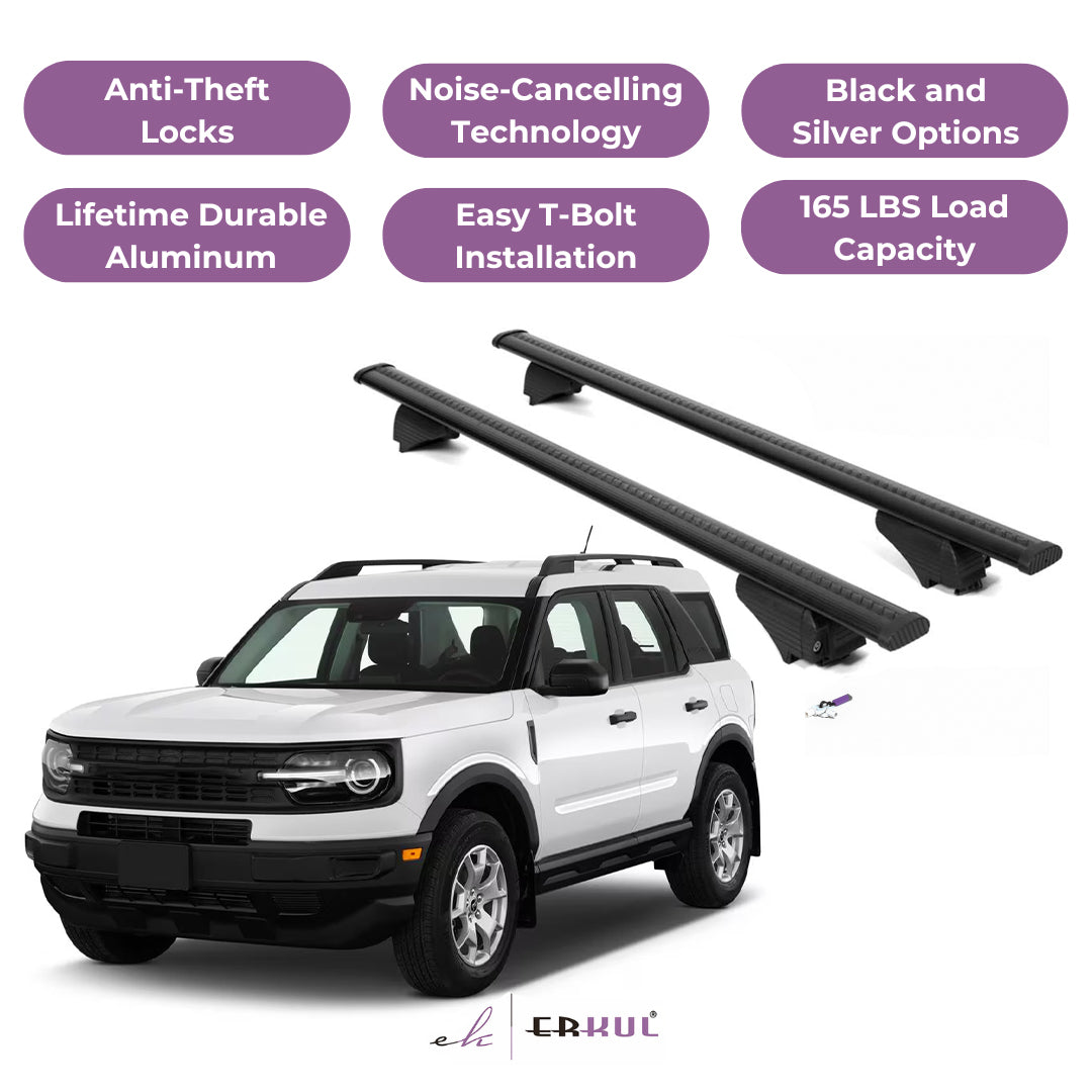Roof Rack Crossbars with Extended Bar Design for Ford Bronco Sport 2021-2025 -Black