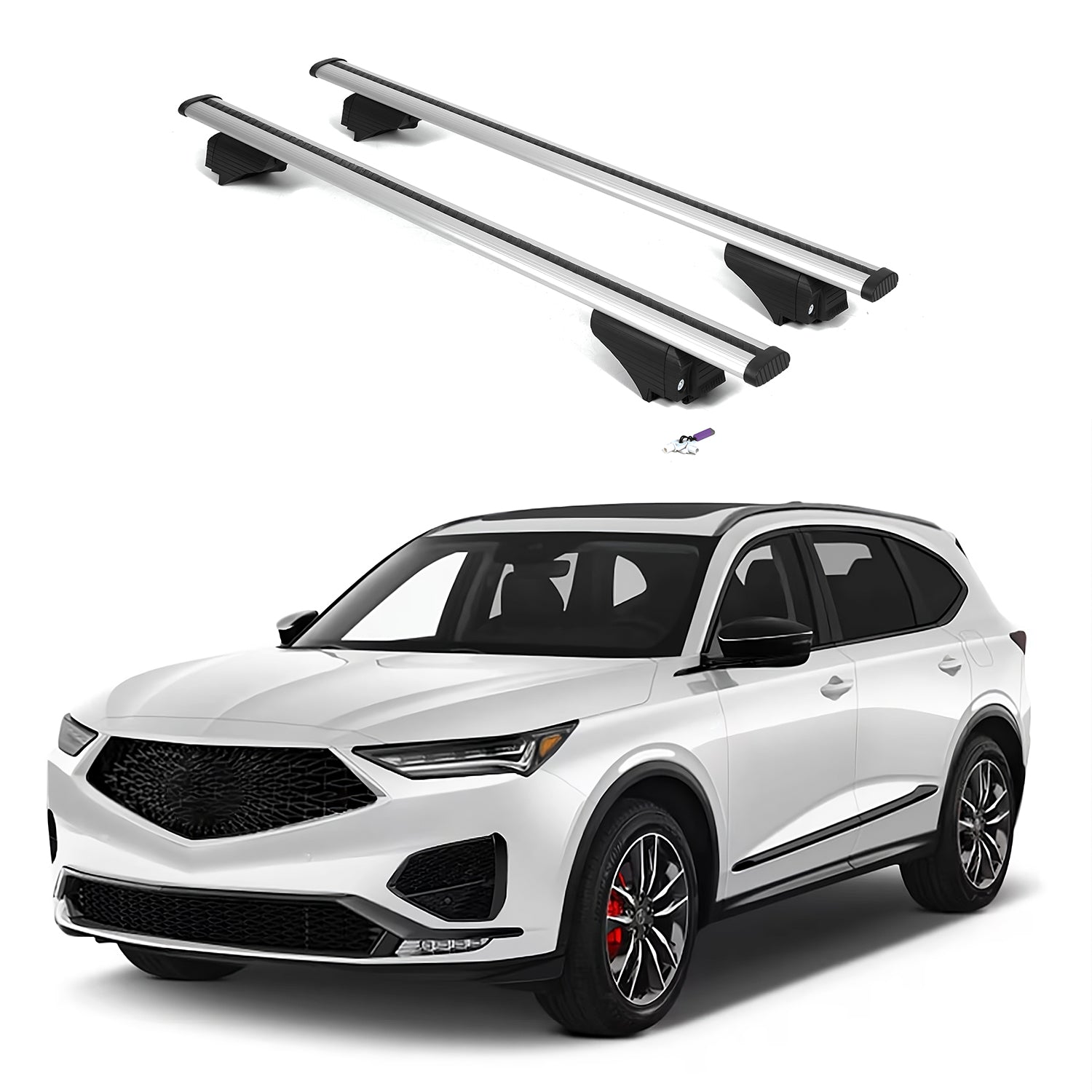 ERKUL Roof Rack Cross Bars for Acura MDX 2022-2026 with Flush Rails - Silver