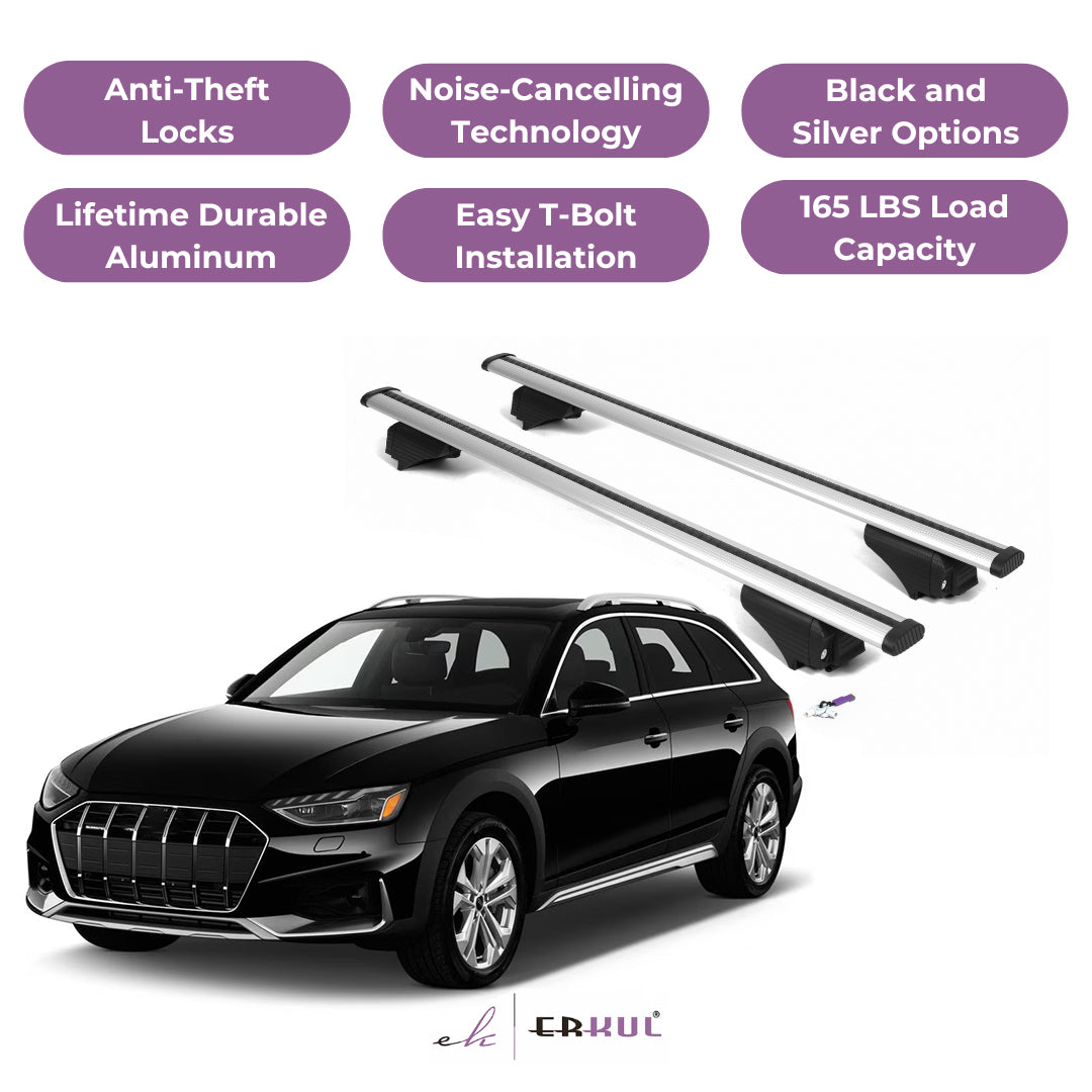 Roof Rack Cross Bars with Extended Bar Design for Audi A4 (B9) Allroad 2017-2025 - Silver