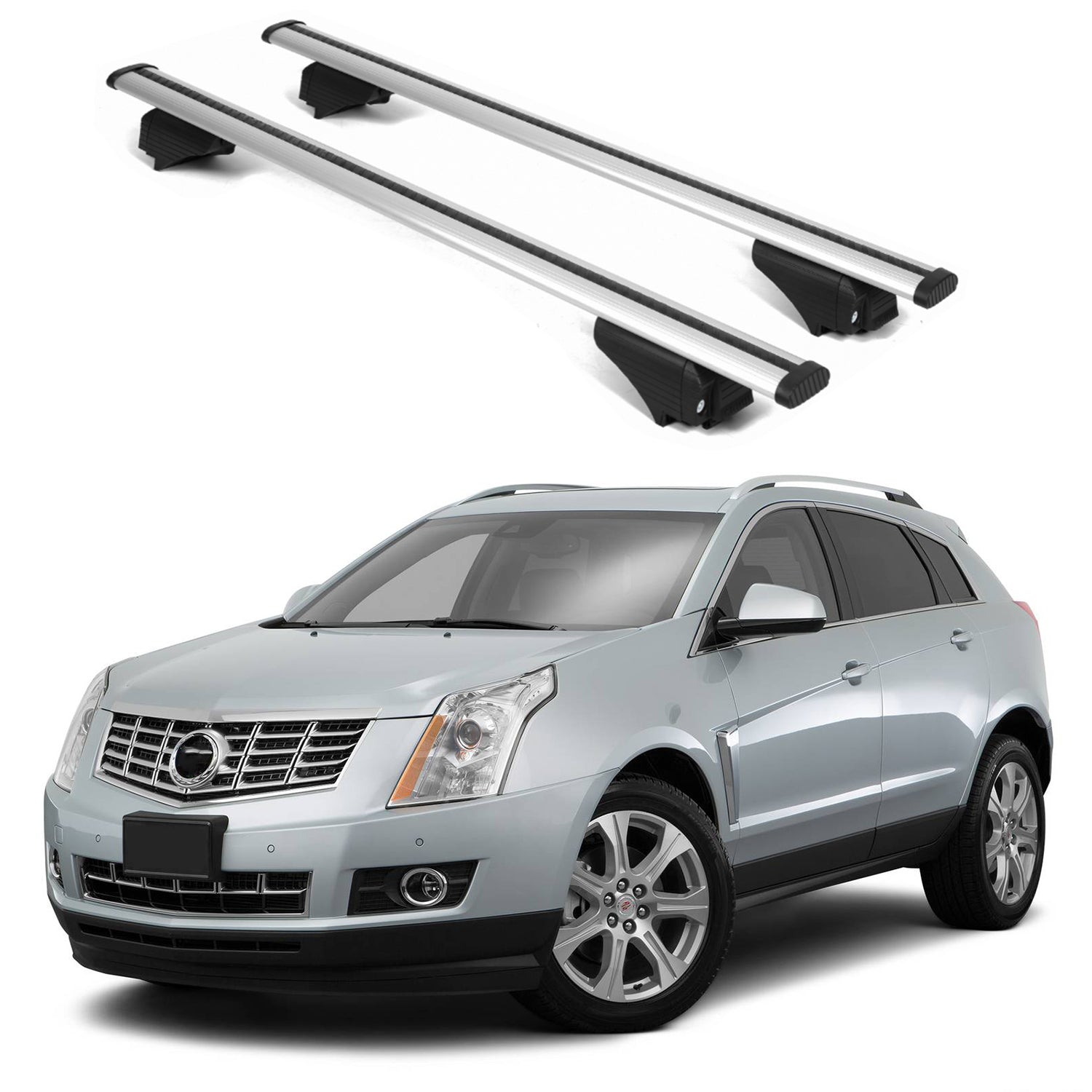 ERKUL Roof Rack Cross Bars for Cadillac SRX 2010-2016 for Raised Rails - Silver
