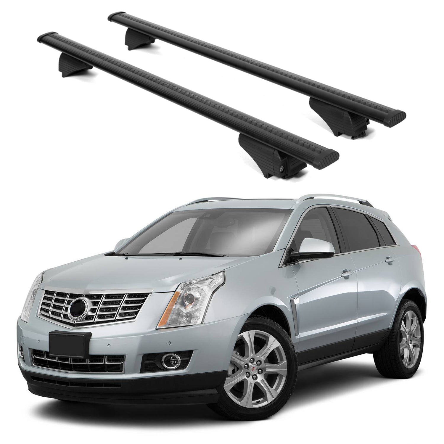 ERKUL Roof Rack Cross Bars for Cadillac SRX 2010 2016 For Raised Rails - Black