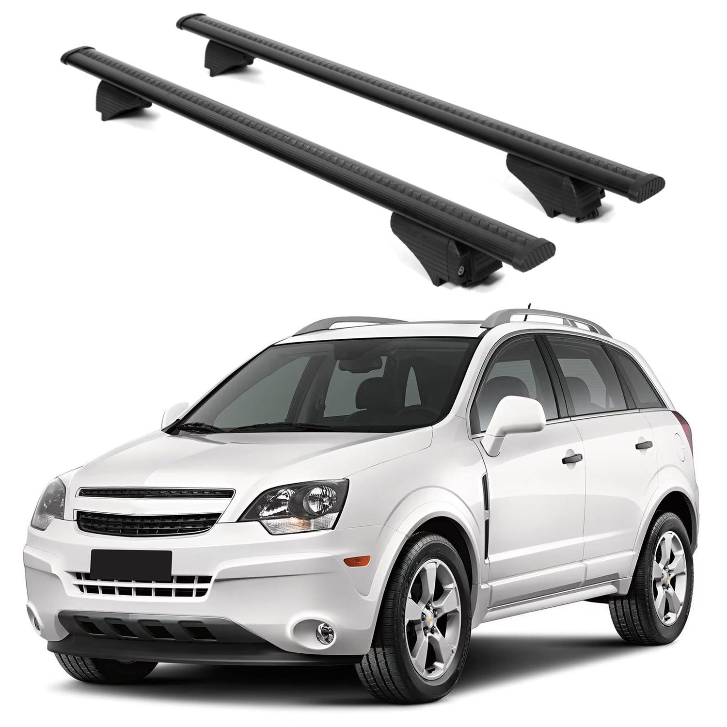 ERKUL Roof Rack Cross Bars for Chevy Captiva 2012-2015 for Raised Rails - Black