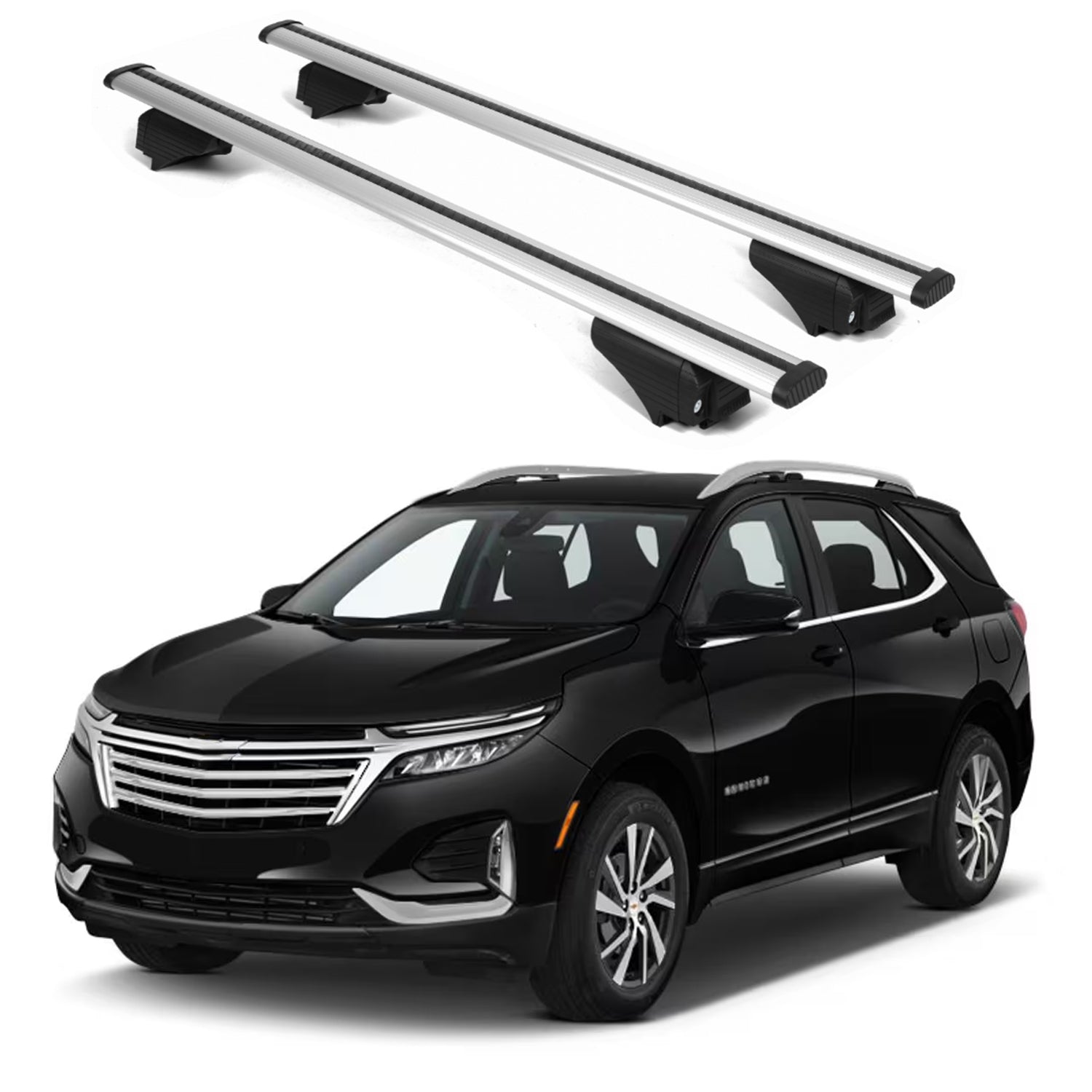 ERKUL Roof Rack Cross Bars for Chevy Equinox 2018-2024 for Raised Rails - Silver