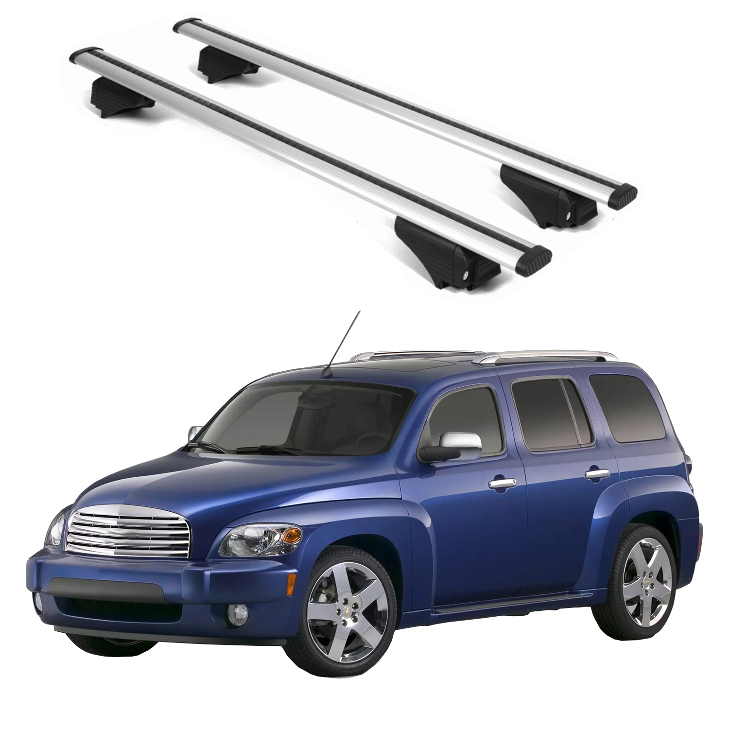 ERKUL Roof Rack Cross Bars for Chevrolet Chevy HHR 2006 2011 For Raised Rails - Silver
