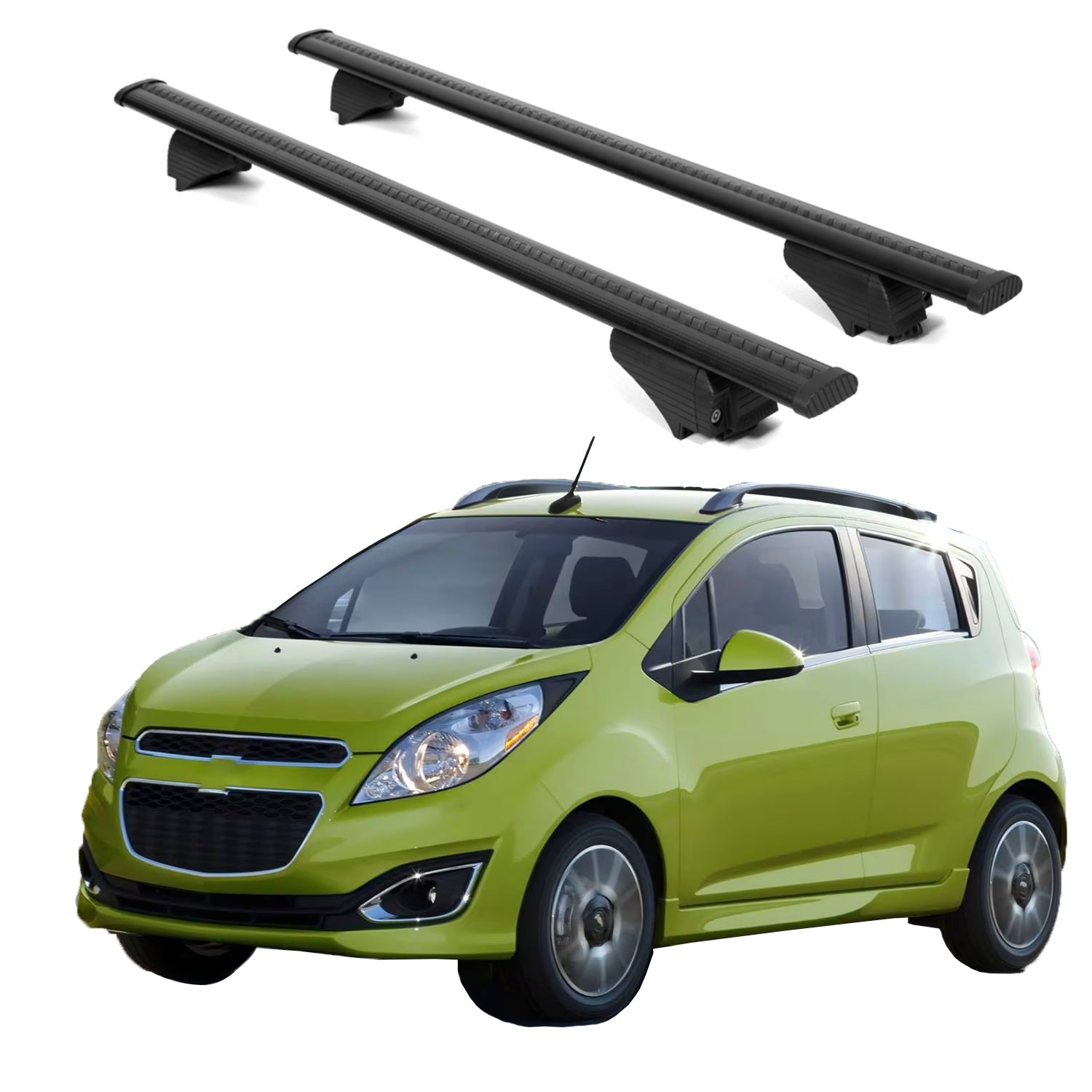 ERKUL Roof Rack Cross Bars for Chevrolet Chevy Spark 2010 2015 For Raised Rails - Black