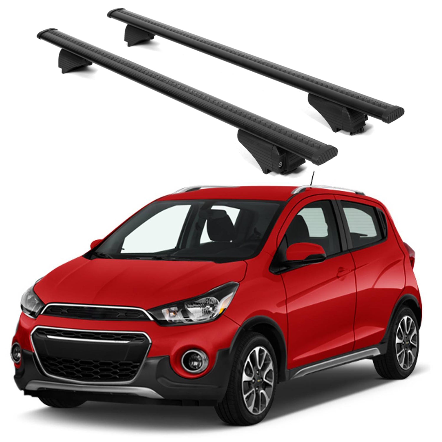 ERKUL Roof Rack Cross Bars for Chevy Spark 2016-2022 for Raised Rails - Black
