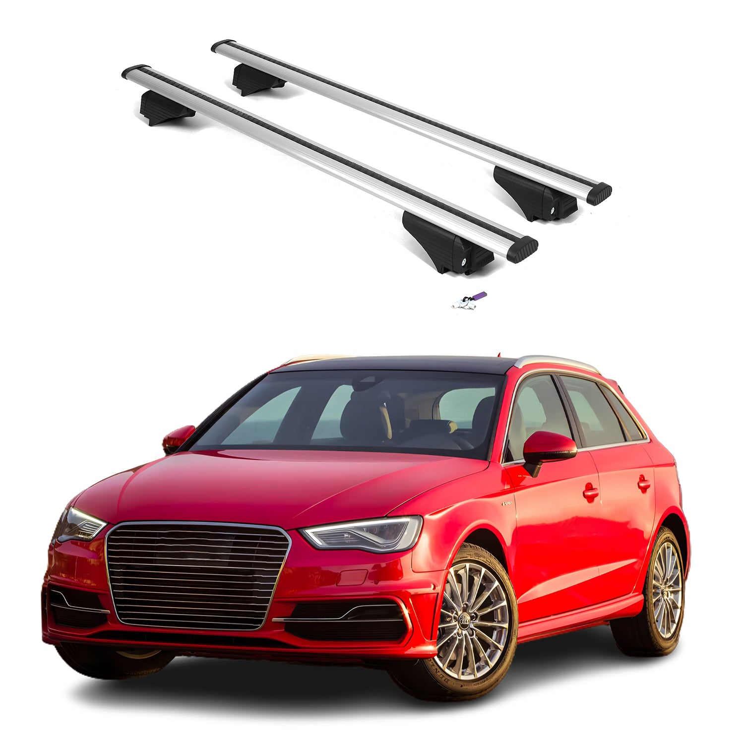 ERKUL Roof Rack Cross Bars for Audi A3 Sportback e-tron 2016-2018 - Silver