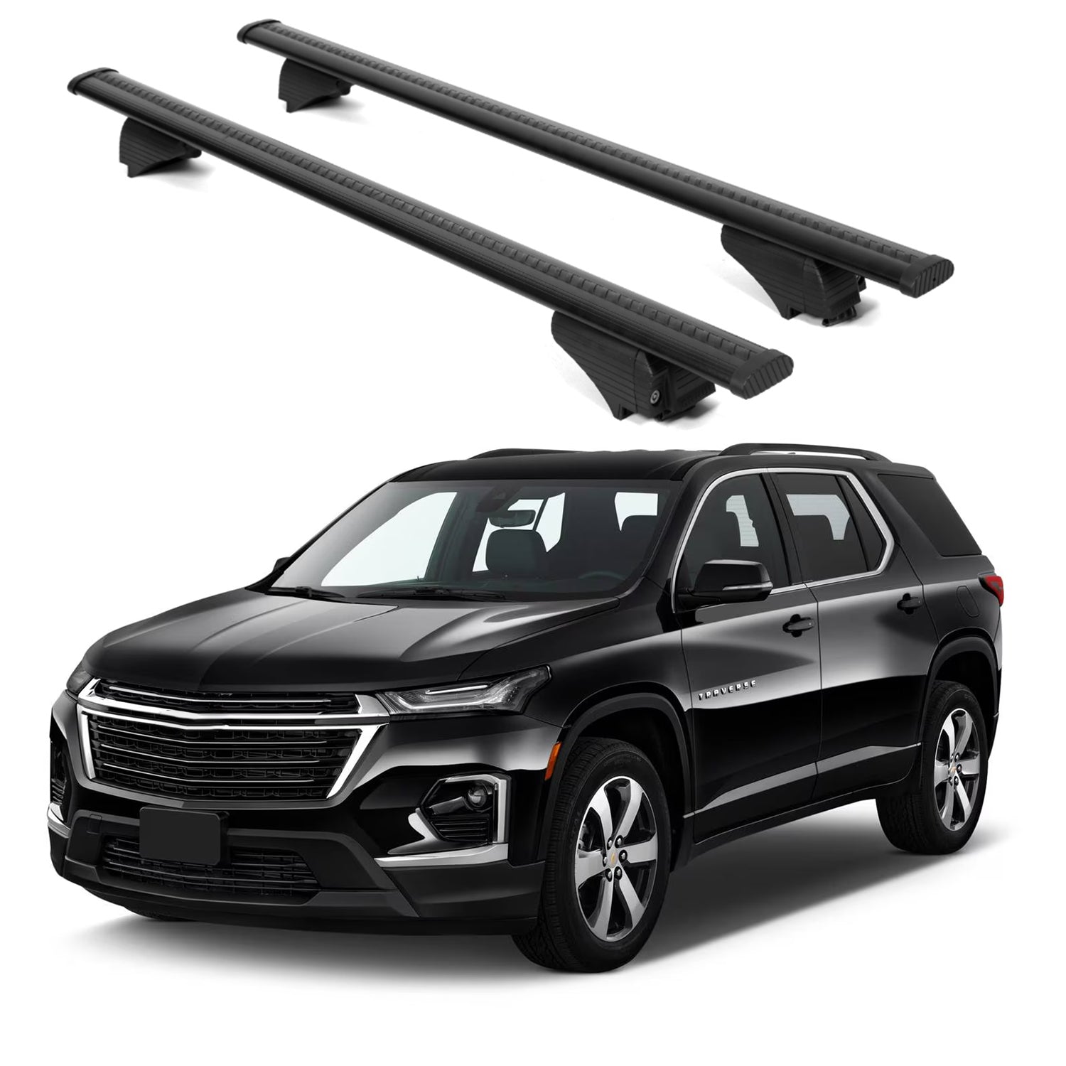ERKUL Roof Rack Cross Bars for Chevy Traverse 2018-2023 for Raised Rails - Black