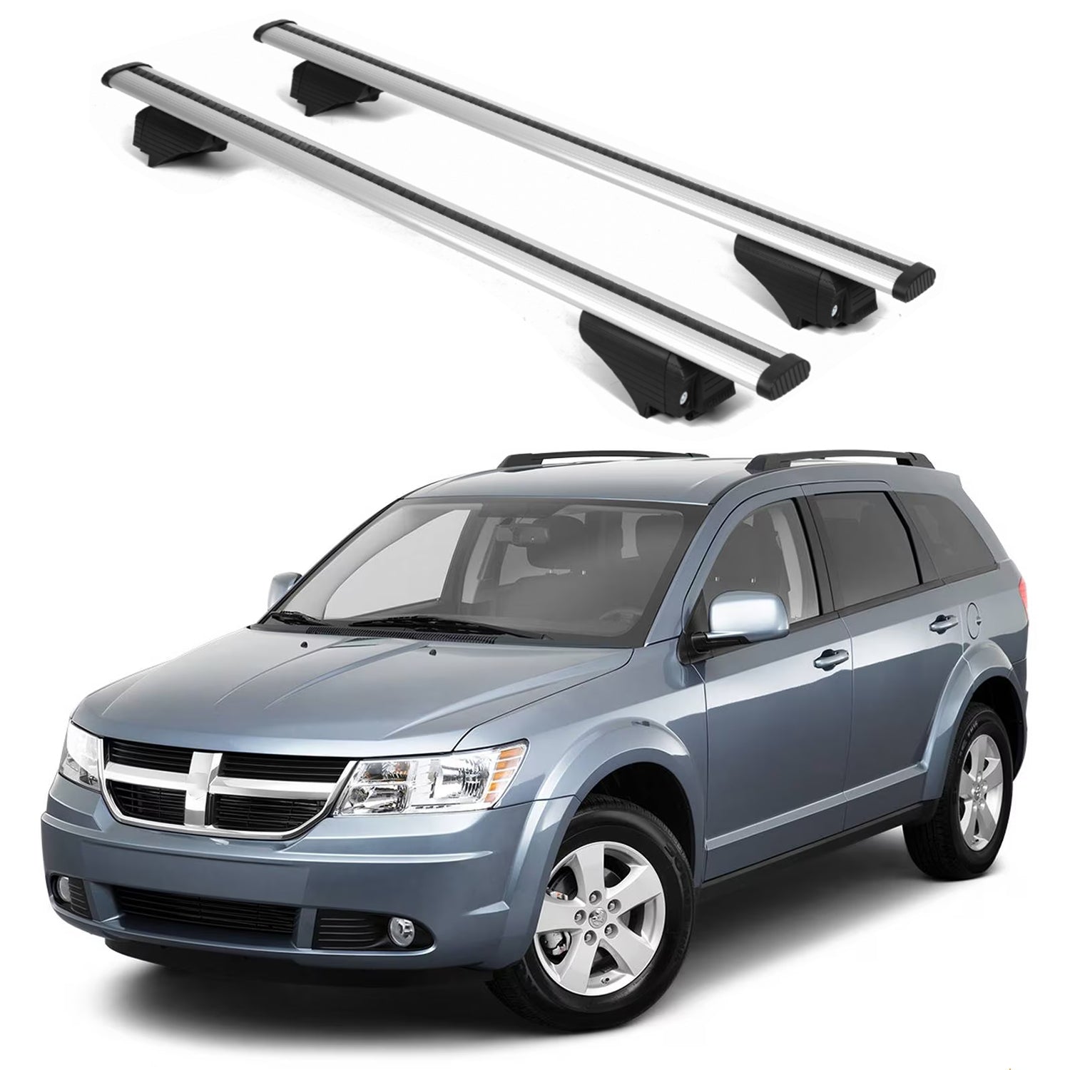 ERKUL Roof Rack Cross Bars for Dodge Journey 2008-2012 for Raised Rails - Silver