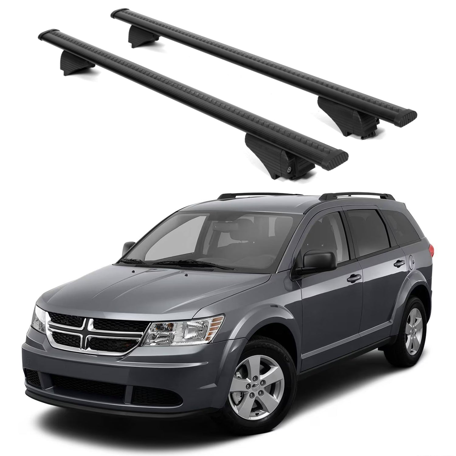 ERKUL Roof Rack Cross Bars for Dodge Journey 2013-2020 for Raised Rails - Black