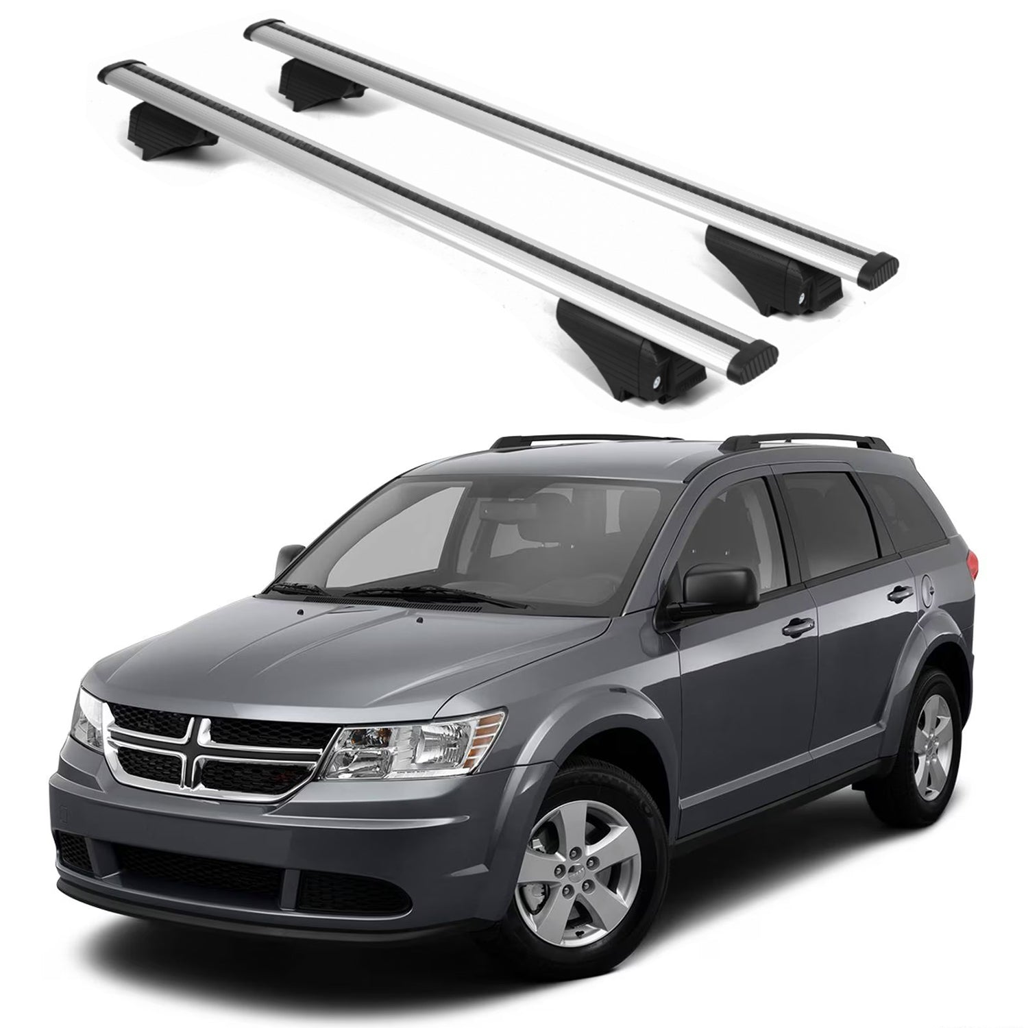 ERKUL Roof Rack Cross Bars for Dodge Journey 2013-2020 for Raised Rails - Silver