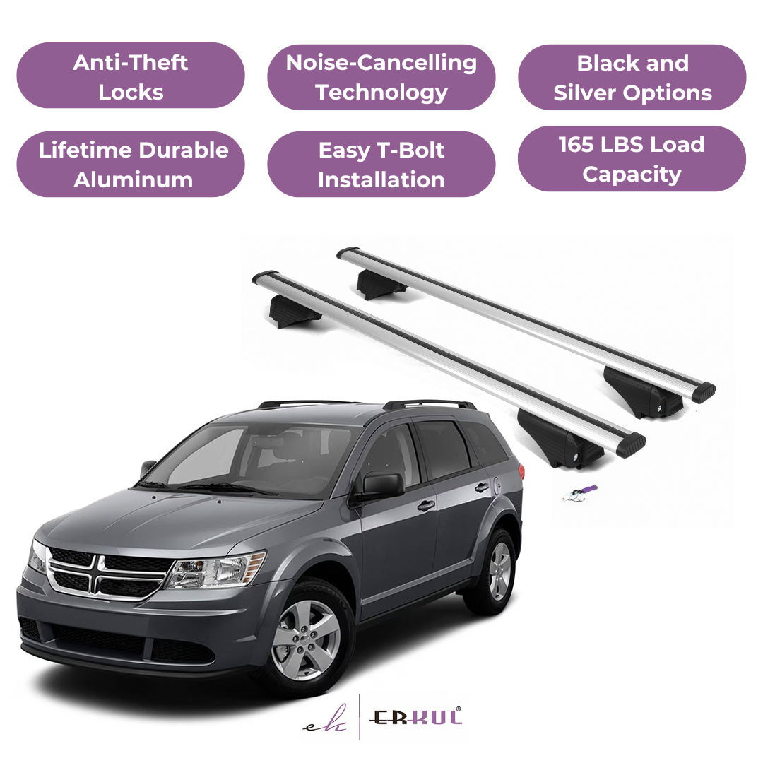 Roof Rack Cross Bars with Extended Bar Design for Dodge Journey 2013-2020 - Silver