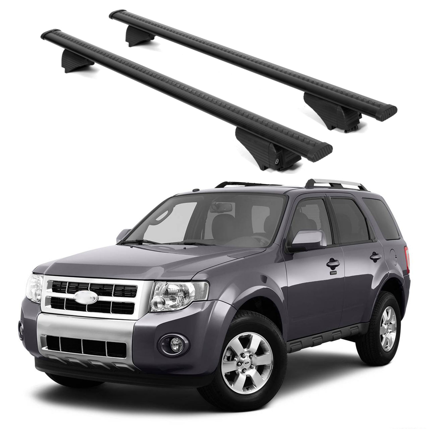 ERKUL Roof Rack Cross Bars for Ford Escape 2008-2012 for Raised Rails - Black
