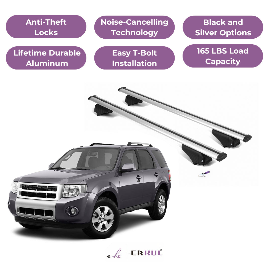 Roof Rack Cross Bars with Extended Bar Design for Ford Escape 2008-2012 - Silver