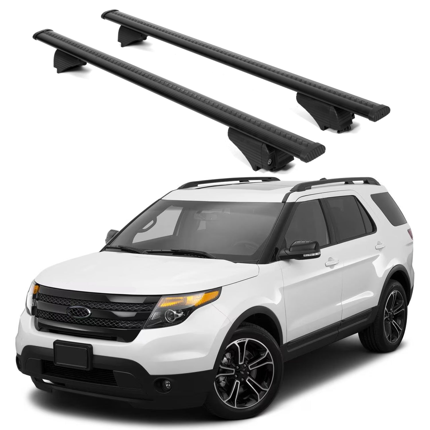ERKUL Roof Rack Cross Bars for Ford Explorer 2011-2015 for Raised Rails - Black
