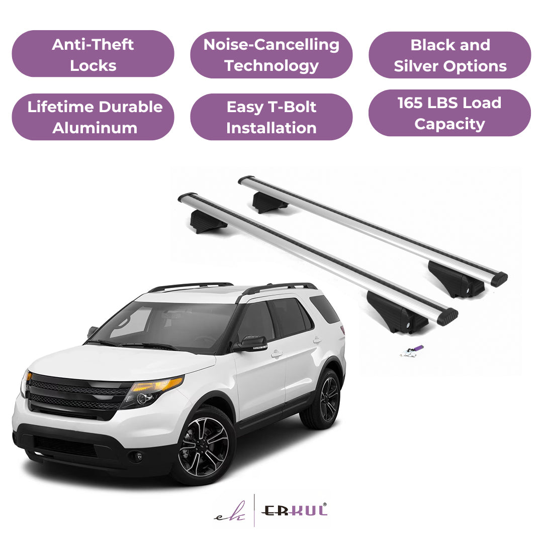 Roof Rack Cross Bars with Extended Bar Design for Ford Explorer 2011-2015 - Silver